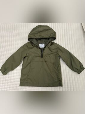 Old Navy Kids 4T Olive Green Hooded Quarter-Zip Windbreaker
